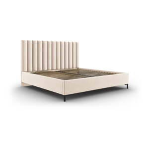 Bež tapecirani bračni krevet s prostorom za pohranu s podnicom 160x200 cm Casey – Mazzini Beds