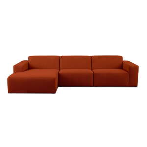 Ciglasta kutna garnitura od bouclé tkanine (s lijevim kutom) Roxy – Scandic