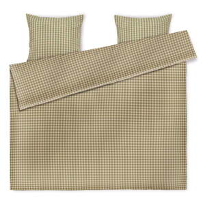 Zelena/ružičasta posteljina za bračni krevet/za produženi krevet od krepa 200x220 cm Bæk&Bølge – JUNA