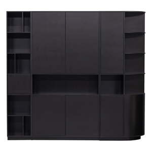Crna modularna biblioteka od masivnog bora 228x210 cm Finca – WOOOD