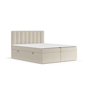 Bež boxspring krevet s prostorom za pohranu 160x200 cm Novento – Maison de Rêve