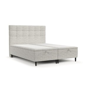 Svijetlo sivi tapecirani bračni krevet s prostorom za pohranu 140x200 cm Senses – Maison de Rêve