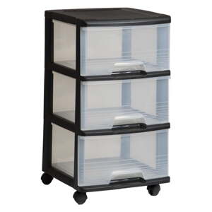 Crni/prozirni plastični regal na kotačima 37x61 cm – Curver