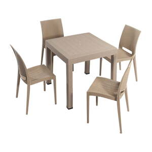Bež vrtni blagovaonski set od umjetnog ratana za 4 osobe Rattan – Floriane Garden