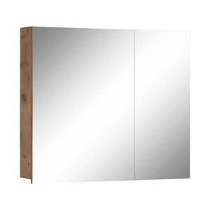 Zidni/s ogledalom kupaonski ormarić u dekoru hrasta u prirodnoj boji 80x70 cm Wisla – Støraa