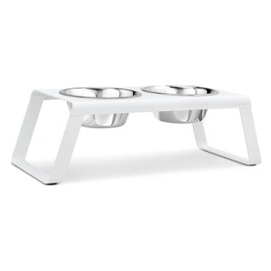 Metalni set posuda s postoljem za pse Desco White L – MiaCara