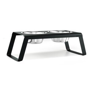 Metalni set posuda s postoljem za pse Desco Black L – MiaCara