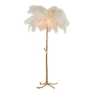 Bijela/u zlatnoj boji stojeća svjetiljka sa sjenilom od perja (visina 180 cm) Feather – Light & Living