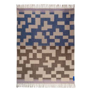 Plava/smeđa deka od mješavine vune 130x190 cm Maze – Mette Ditmer Denmark