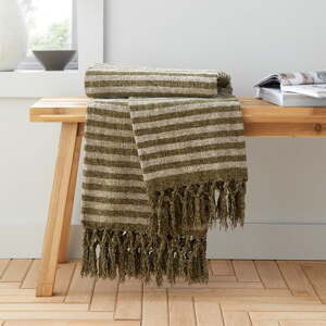 Zelena deka od samta 130x170 cm Stripe Chenille – Catherine Lansfield