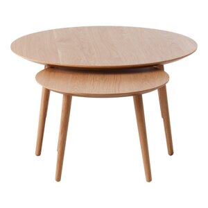 Okrugli stolići za kavu u setu 2 kom u dekoru hrasta u prirodnoj boji ø 88 cm Adda – Unique Furniture