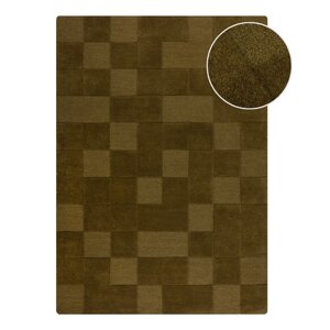 Kaki zeleni ručno rađen vunen tepih 120x170 cm Checkerboard – Flair Rugs
