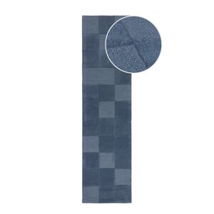 Tamno plava ručno rađena vunena staza 60x230 cm Checkerboard – Flair Rugs