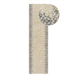 Siva/krem ručno rađena staza od mješavine vune 60x230 cm Minerals Border – Flair Rugs