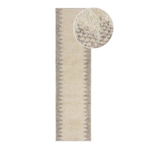 Krem ručno rađena staza od mješavine vune 60x230 cm Minerals Border – Flair Rugs