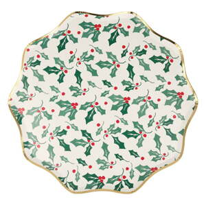 Papirnati jednokratni tanjuri u setu 8 kom Holly Pattern – Meri Meri