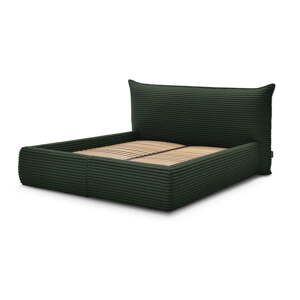 Tamno zeleni tapecirani bračni krevet s prostorom za pohranu s podnicom 160x200 cm Jade – Bobochic Paris