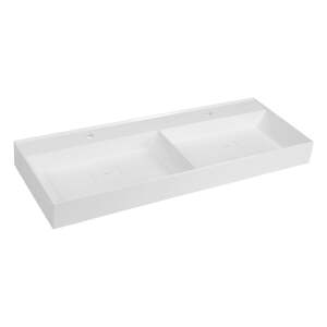 Bijeli dupli umivaonik od mineralnog kompozita 119x44 cm Godiva – Sapho
