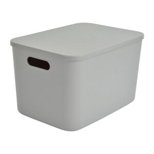 Siva plastična kutija za pohranu s poklopcem 35,5x25,5x23 cm – Homéa