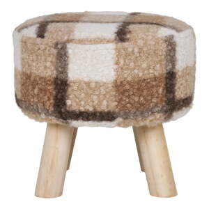 Bijeli/smeđi tabure od bouclé tkanine Aberdeen – House Nordic