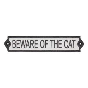Ukrasni znak od lijevanog željeza 26x5 cm Beware of the Cat – Esschert Design