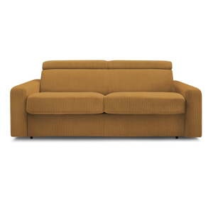 Senf žuta sklopiva sofa od samta 215 cm Monaco – Bobochic Paris