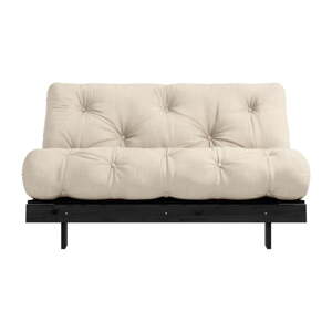 Siva/bež lanena sklopiva sofa 140 cm Roots Black Night – Karup Design