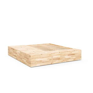 Bračni krevet od masivnog bora s prostorom za odlaganje s podnicom 160x200 cm u prirodnoj boji Basement Bed – Karup Design