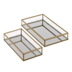 Metalni ukrasni pladnjevi 2 kom 14x24 cm – Casa Selección
