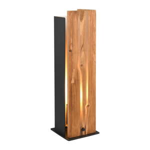 Crna/u prirodnoj boji stolna lampa s drvenim sjenilom (visina 40 cm) Karuni – Trio