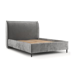 Sivi tapecirani bračni krevet s prostorom za pohranu s podnicom 140x200 cm Shell – Maison de Rêve
