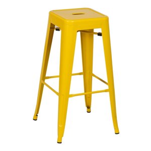 Žute metalne barske stolice u setu 2 kom (visine sjedala 76,5 cm) – Ixia