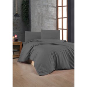 Antracitno siva posteljina za krevet za jednu osobu od renforce pamuka 140x200 cm – Mijolnir