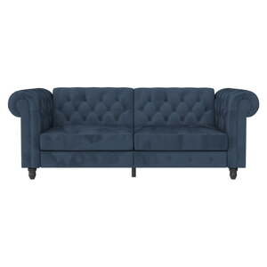 Tamno plava baršunasti sklopiva sofa 236 cm Felix – Støraa