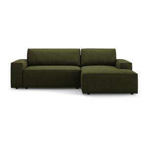 Tamno zelena sklopiva kutna garnitura od bouclé tkanine (s desnim kutom) Jodie – Micadoni Home