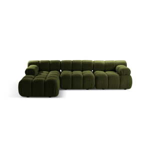 Zelena kutna garnitura od bouclé tkanine (s lijevim kutom) Bellis – Micadoni Home
