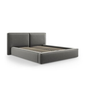Sivi baršunasti tapecirani bračni krevet s prostorom za odlaganje s podnicom 180x200 cm Arendal – Cosmopolitan Design