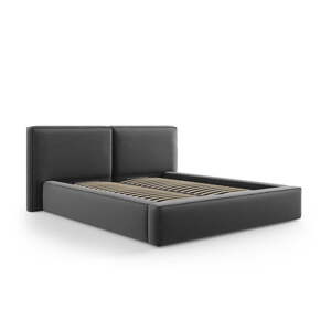 Tamno sivi baršunasti tapecirani bračni krevet s prostorom za odlaganje s podnicom 200x200 cm Arendal – Cosmopolitan Design