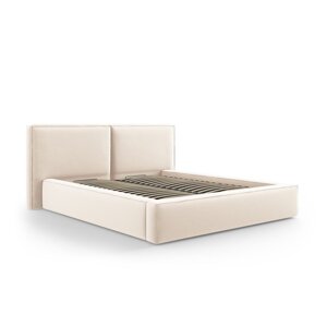 Krem baršunasti tapecirani bračni krevet s prostorom za odlaganje s podnicom 180x200 cm Arendal – Cosmopolitan Design