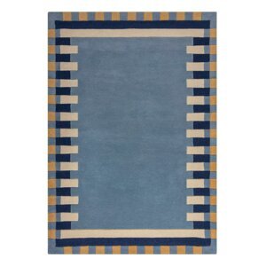 Plavi ručno rađen vunen tepih 200x290 cm Kai Wool Border – Flair Rugs