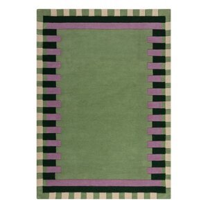 Zeleni/ljubičasti ručno rađen vunen tepih 200x290 cm Kai Wool Border – Flair Rugs