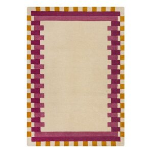 Žuti /ružičasti ručno rađen vunen tepih 200x290 cm Kai Wool Border – Flair Rugs