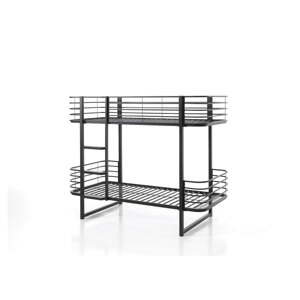 Crni metalni dječji krevet na kat s podnicom 90x200 cm Oscar – Vipack