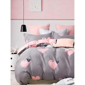 Ružičasta/smeđa posteljina za bračni krevet/za produženi krevet od renforce pamuka s uključenom plahtom/4-dijelna 200x220 cm Beloved – Mila Home