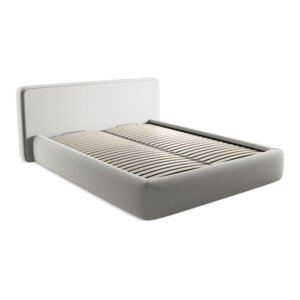 Svijetlo sivi tapecirani bračni krevet s prostorom za odlaganje s podnicom 160x200 cm Kiana – Makamii