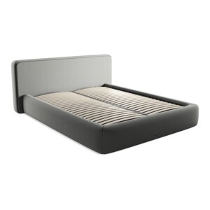 Sivi tapecirani bračni krevet s prostorom za odlaganje s podnicom 160x200 cm Kiana – Makamii