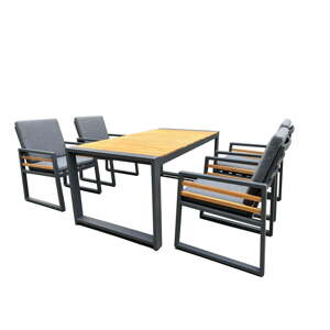 Sivi/u prirodnoj boji vrtni blagovaonski set aluminijski za 4 osobe Colmar – Rojaplast