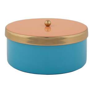 Plava dekorativna metalna kutija za pohranu ø 16x6 cm Double Funky – PT LIVING
