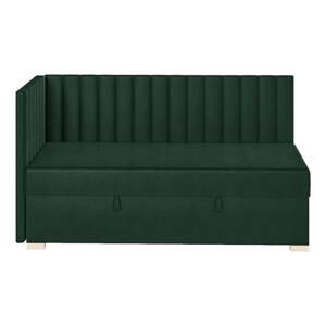 Tamno zeleni kutni dječji krevet s prostorom za pohranu s madracem 90x200 cm Snugi – Ghado