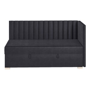 Tamno plavi kutni dječji krevet s prostorom za pohranu s madracem 90x200 cm Snugi – Ghado
